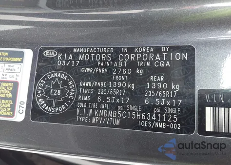 2017 Kia Sedona Lx from USA, damaged, VIN KNDMB5C15H6341125